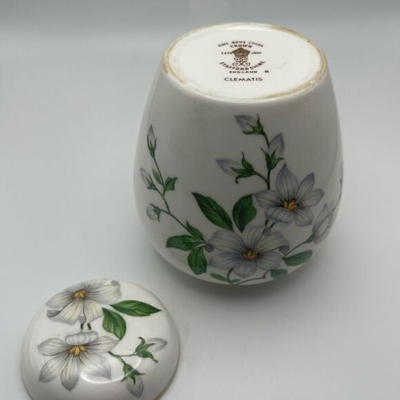 Crown Staffordshire Bone China Clematis  4” Ginger Jar - Picture 5 of 5